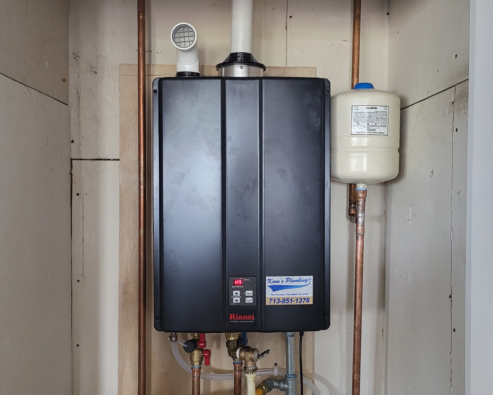 tankless water heater installed at residential property interiors pearland tx